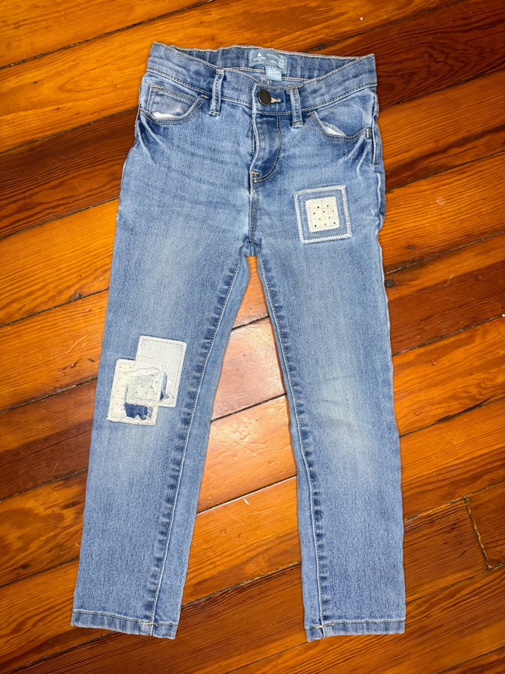 GAP Light Blue Patchwork Skinny Jeans for Kids (Sz 5)